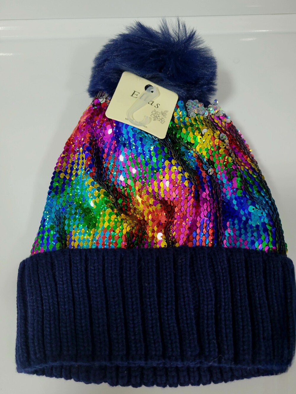 Women's Sequined Pom Pom Hat
